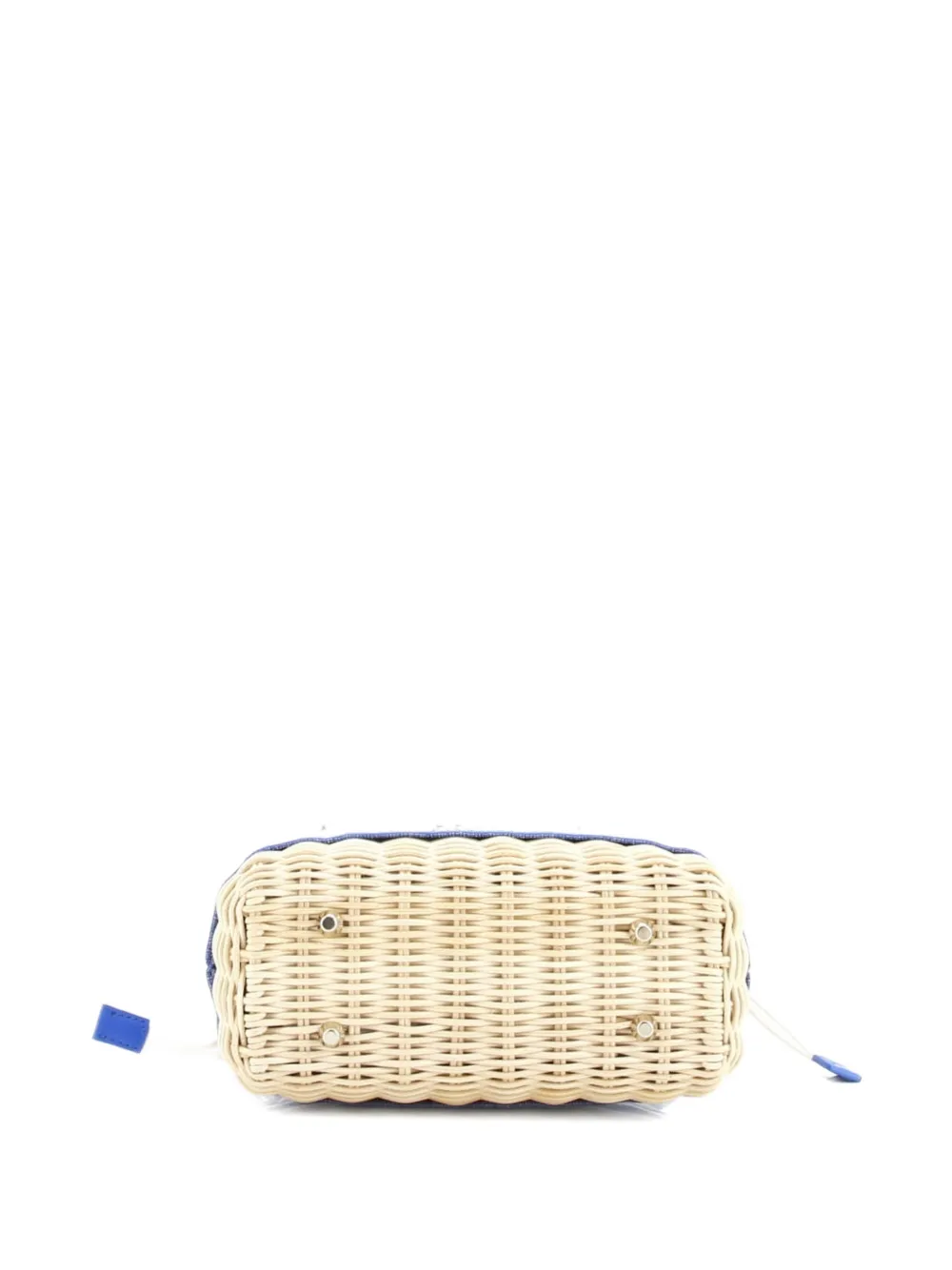 DIOR Pre-owned Lady Bag Wicker And Oblique Canvas Mini Tote Bag In Blue