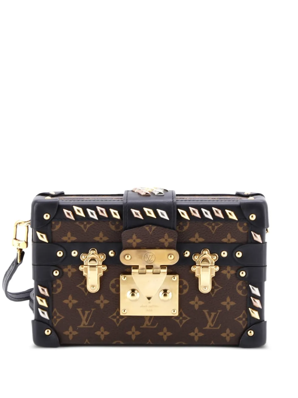 Louis Vuitton Pre-Owned Petite Malle Handbag Studded Monogram Canvas crossbody bag - Nero