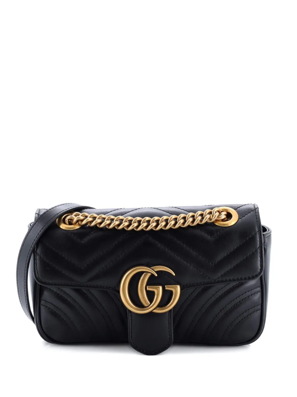 Gucci Pre-Owned GG Marmont Flap Bag Matelasse Leather Super Mini crossbody bag - Nero