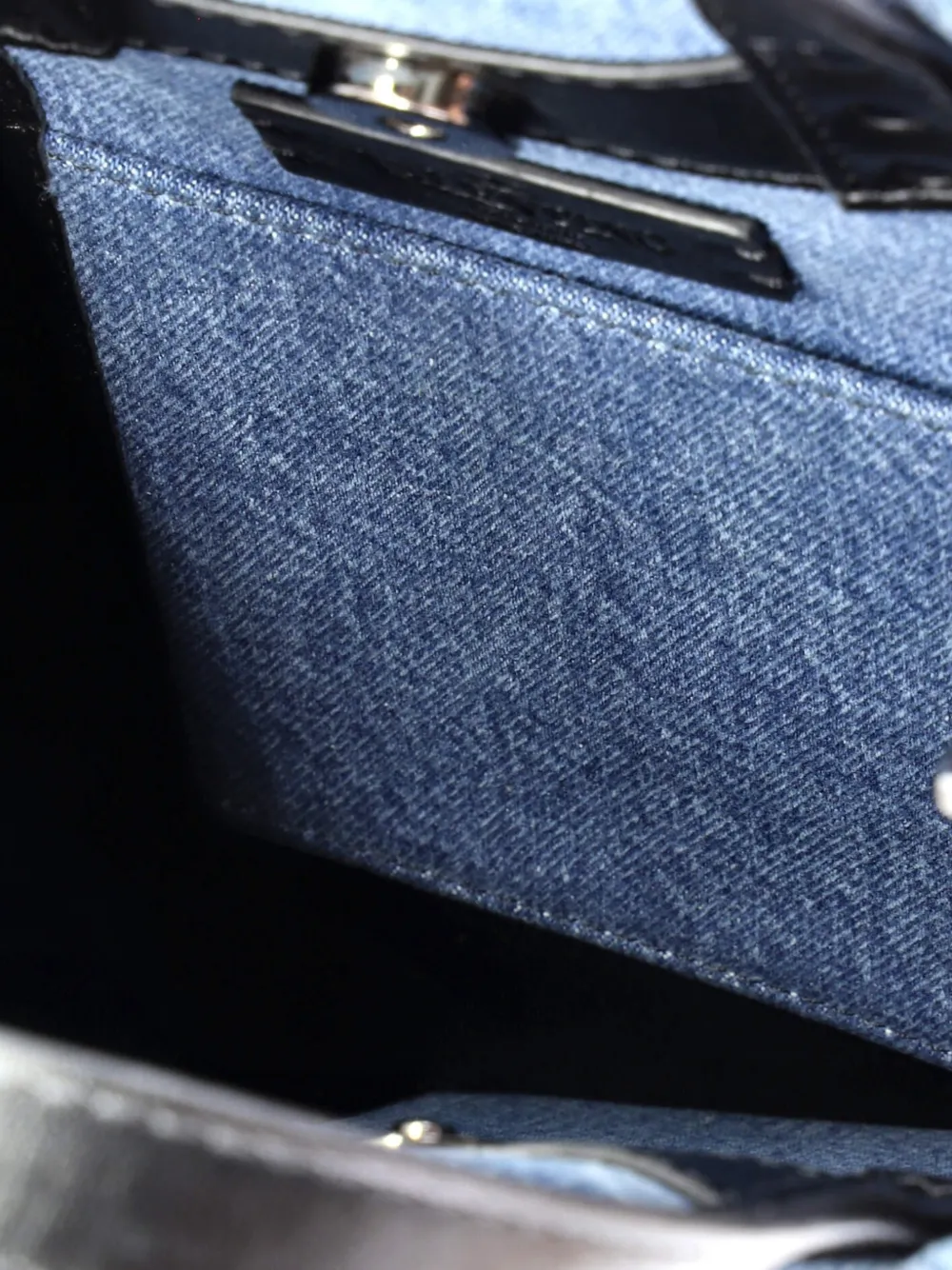 Pre-owned Valentino Garavani Grande Plage Vltn Denim Mini Tote Bag In Black