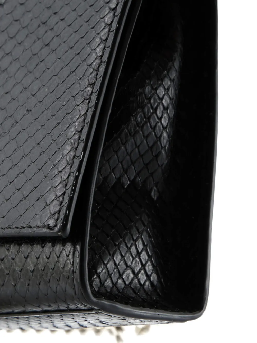 SAINT LAURENT Pre-owned Classic Monogram Tassel Python Embossed Leather Medium Crossbody Bag In Black