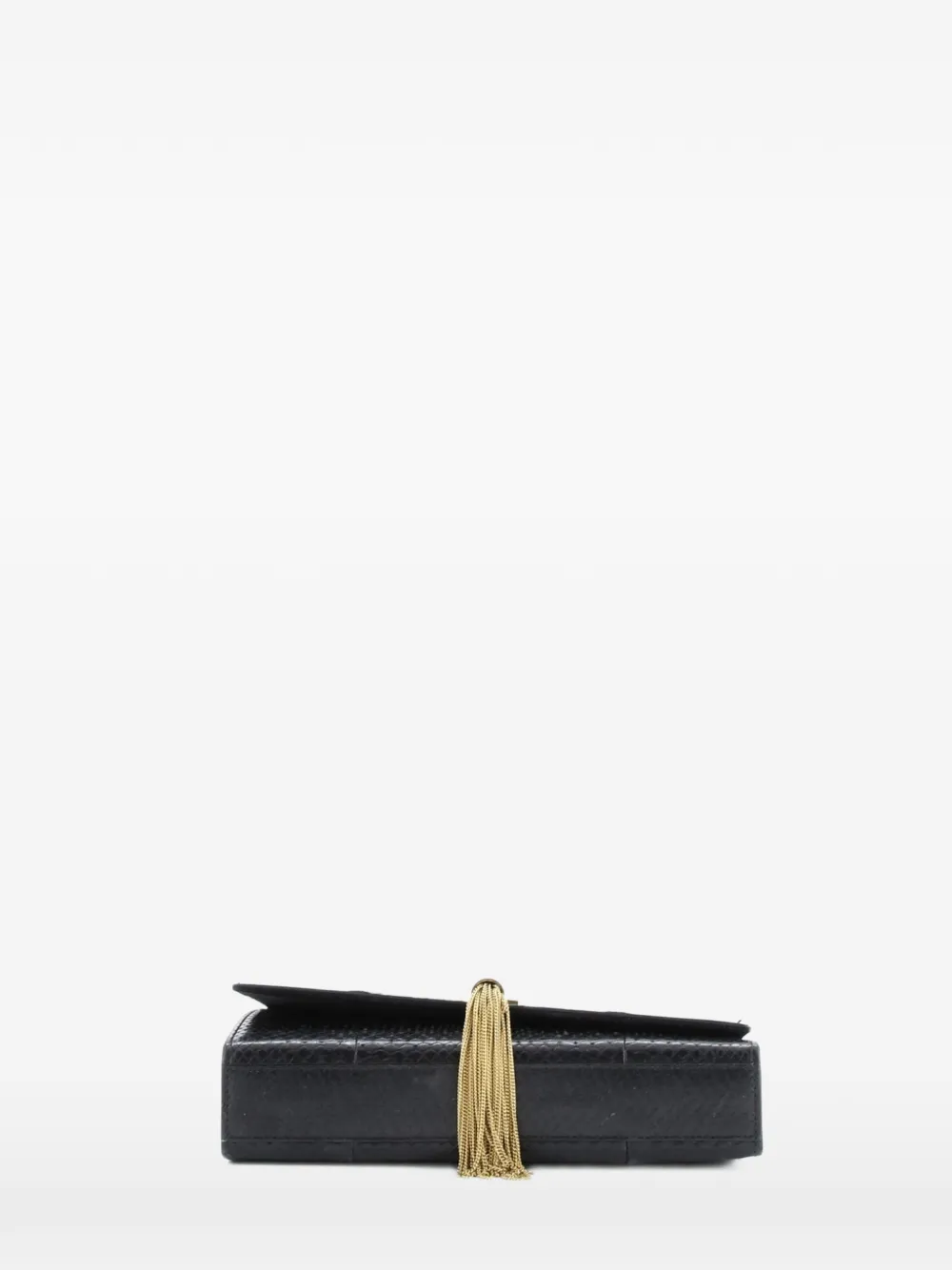 SAINT LAURENT Pre-owned Classic Monogram Tassel Python Embossed Leather Medium Crossbody Bag In Black