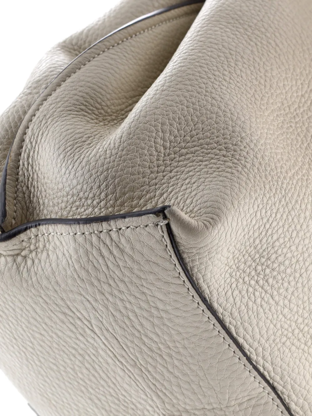 Pre-owned Gucci Bamboo Daily Top Handle Bag Leather Large Satchel In Neutral