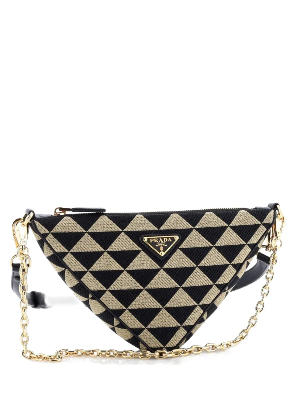 Prada Pre-Owned Symbole Triangle Bag Jacquard Mini shoulder bag - Marrone