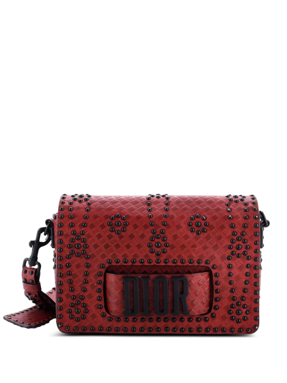 Christian Dior Pre-Owned Dio(r)evolution Flap Bag Studded Embossed Leather Medium shoulder bag - Rosso
