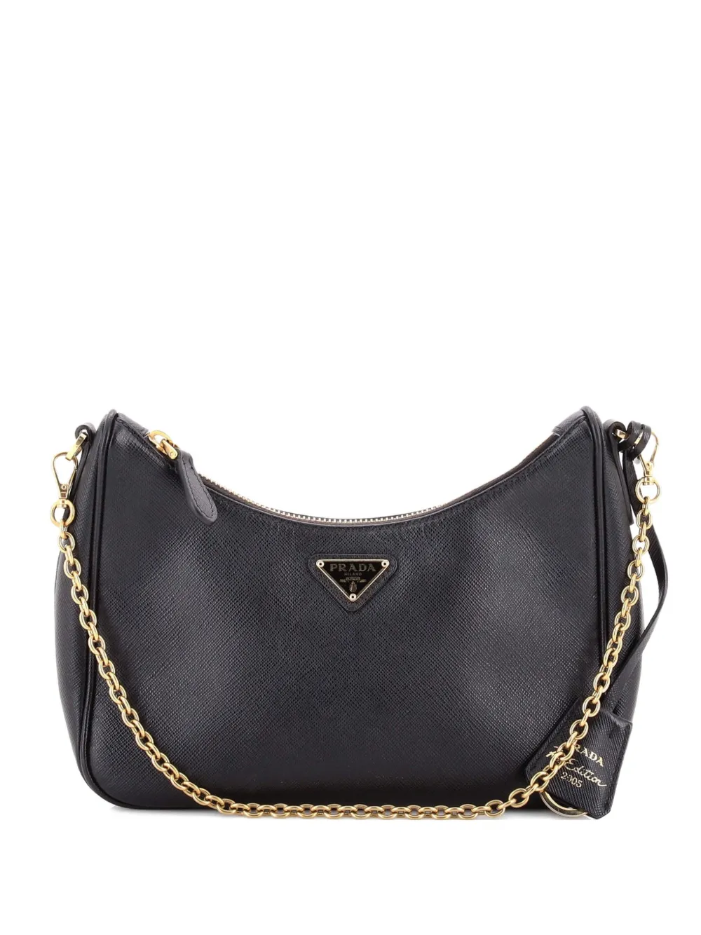 Pre-owned Prada Re-edition 2005 Shoulder Bag Saffiano Leather Small Crossbody Bag In Black
