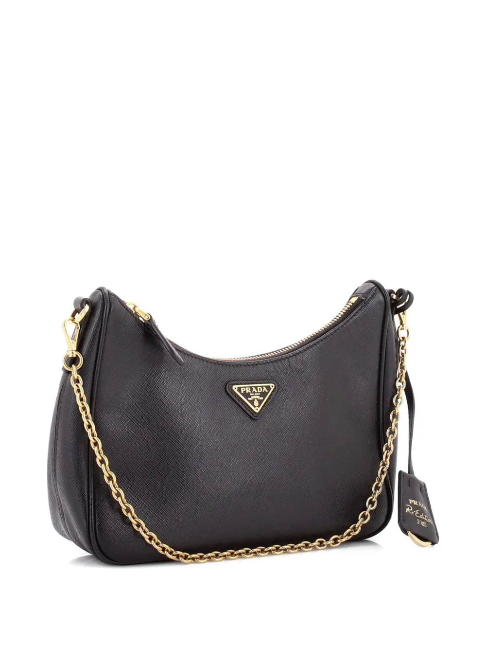 Pre-owned Prada Re-edition 2005 Shoulder Bag Saffiano Leather Small Crossbody Bag In Black