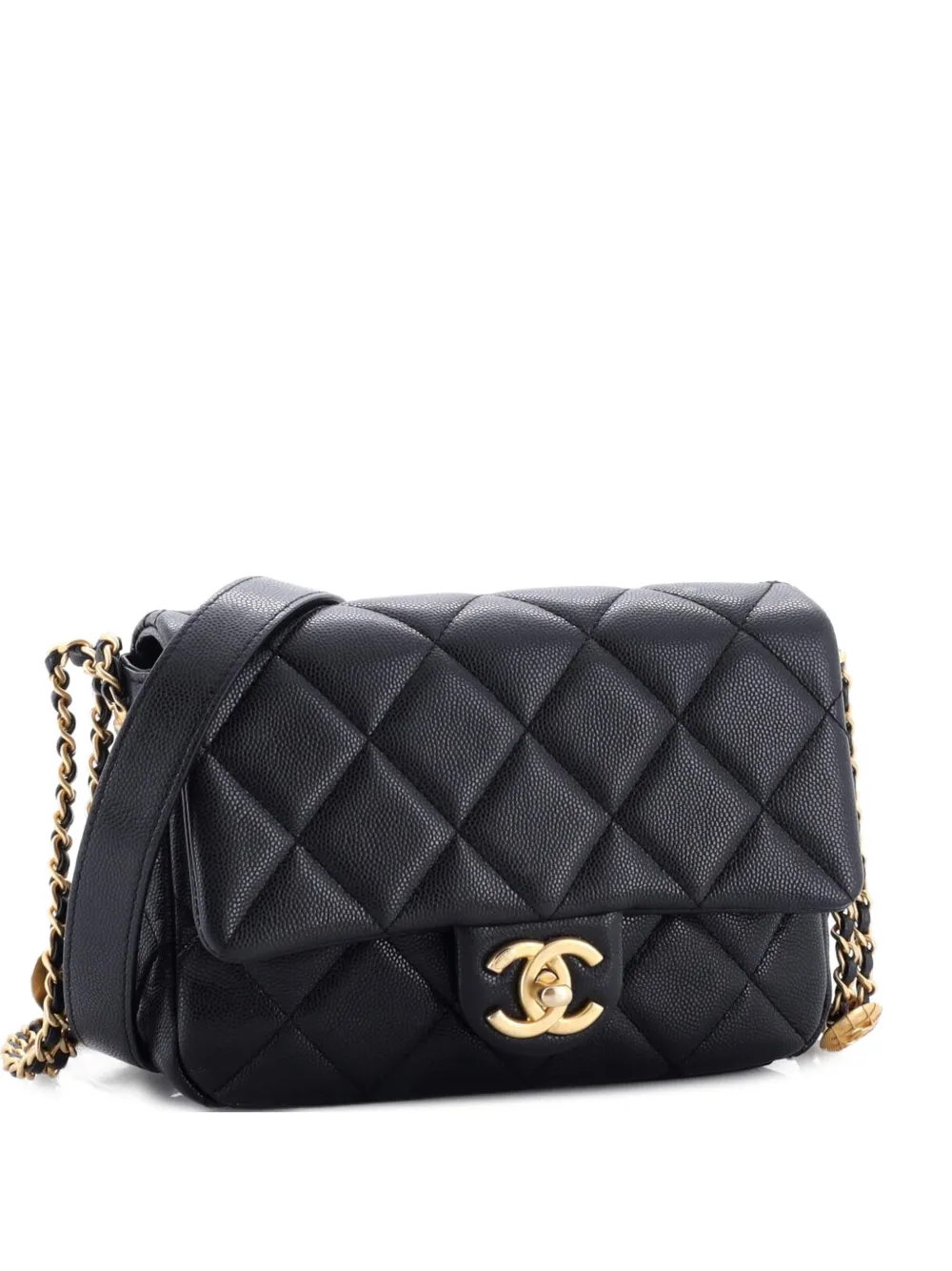 CHANEL Pre-Owned Twist Your Buttons Flap Bag Quilted Caviar Small crossbody bag - Nero