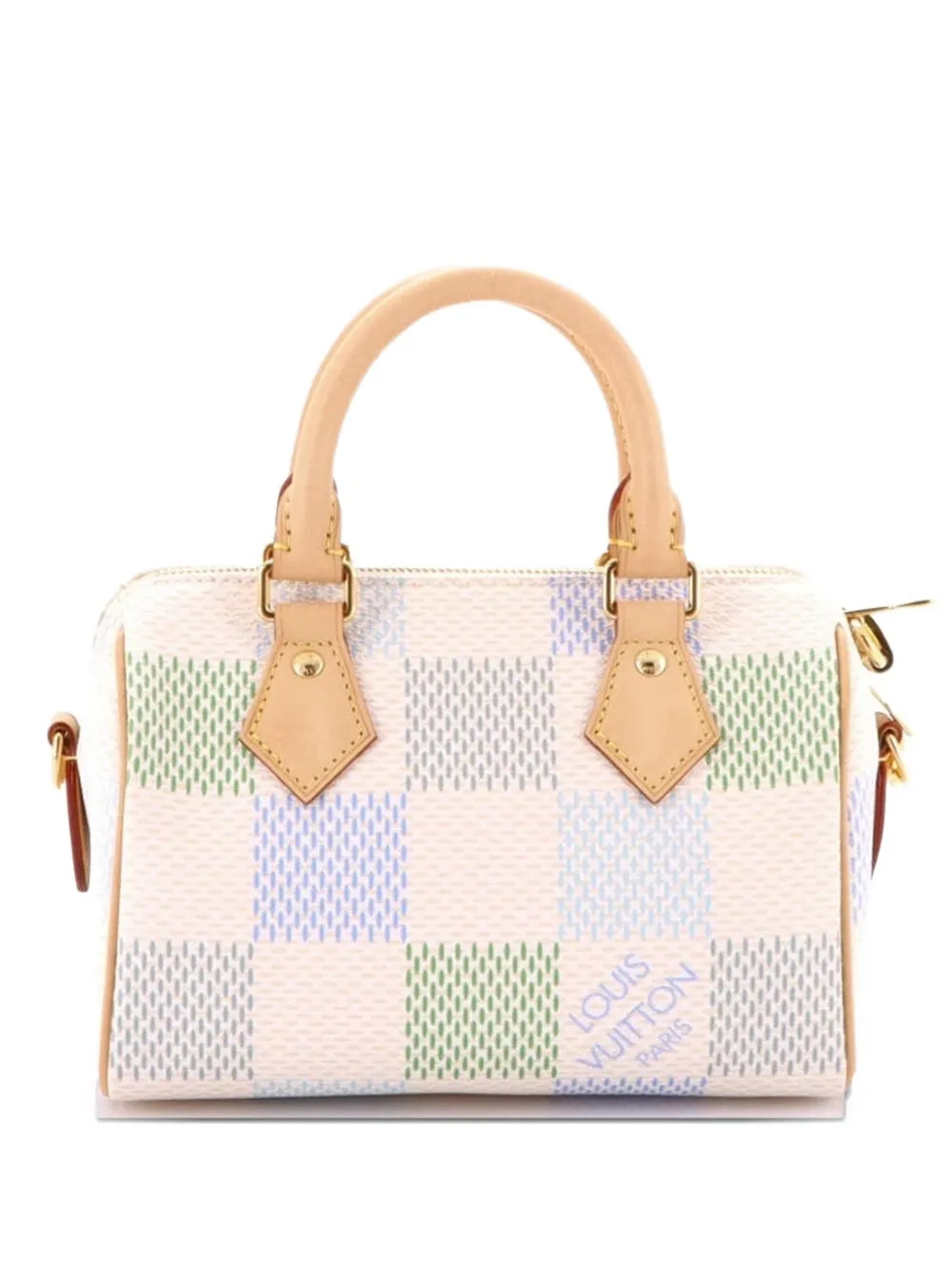 Pre-owned Louis Vuitton Speedy Bandouliere Bag Limited Edition Damierlicious Giant 20 Satchel In Blue