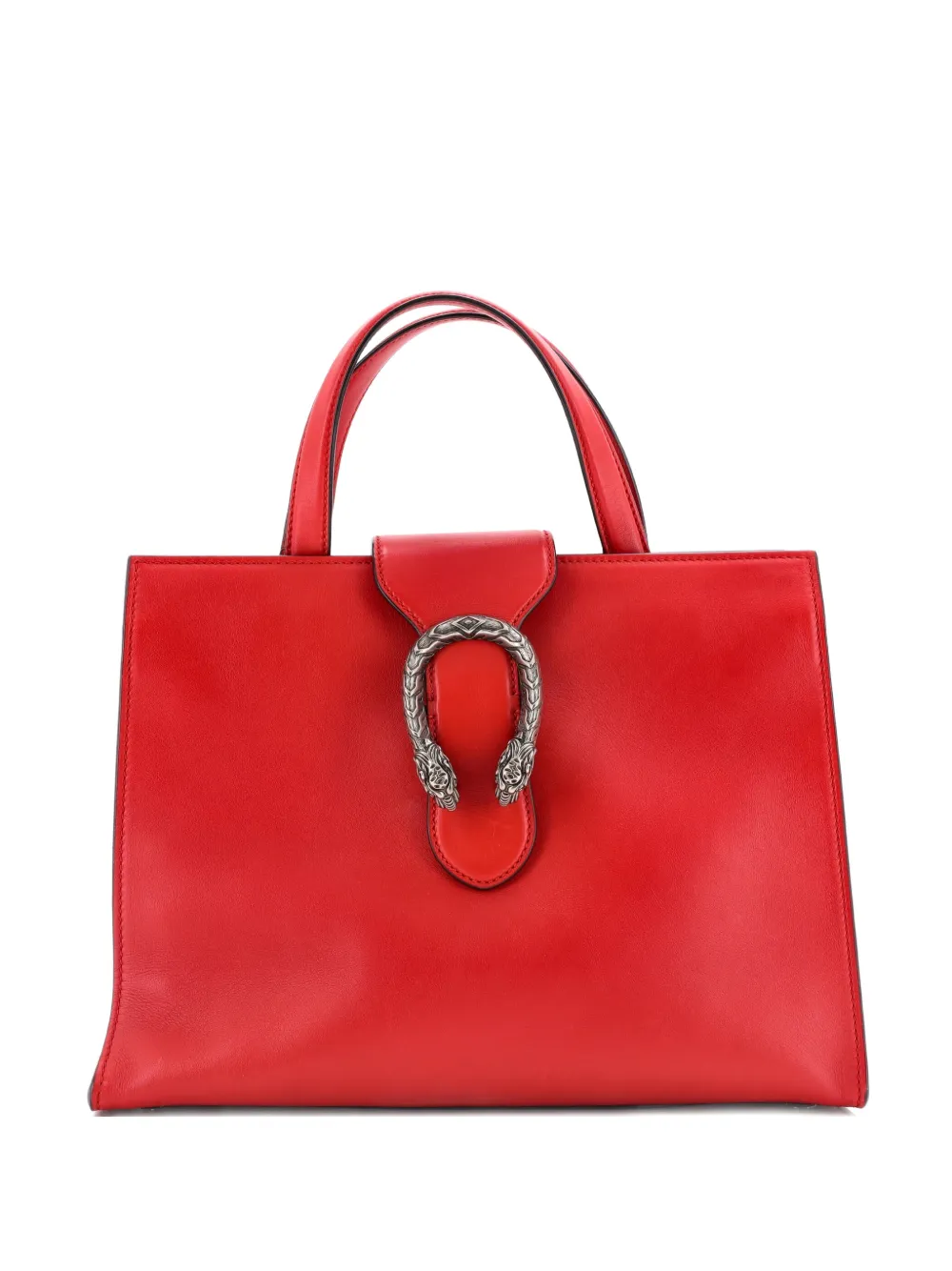 Pre-owned Gucci Web Dionysus Top Handle Bag Leather Large Satchel In Red