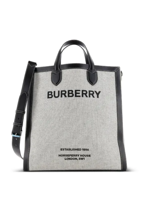 Burberry Pre-Owned Kane Horseferry Print Canvas with Leather Tall tote bag