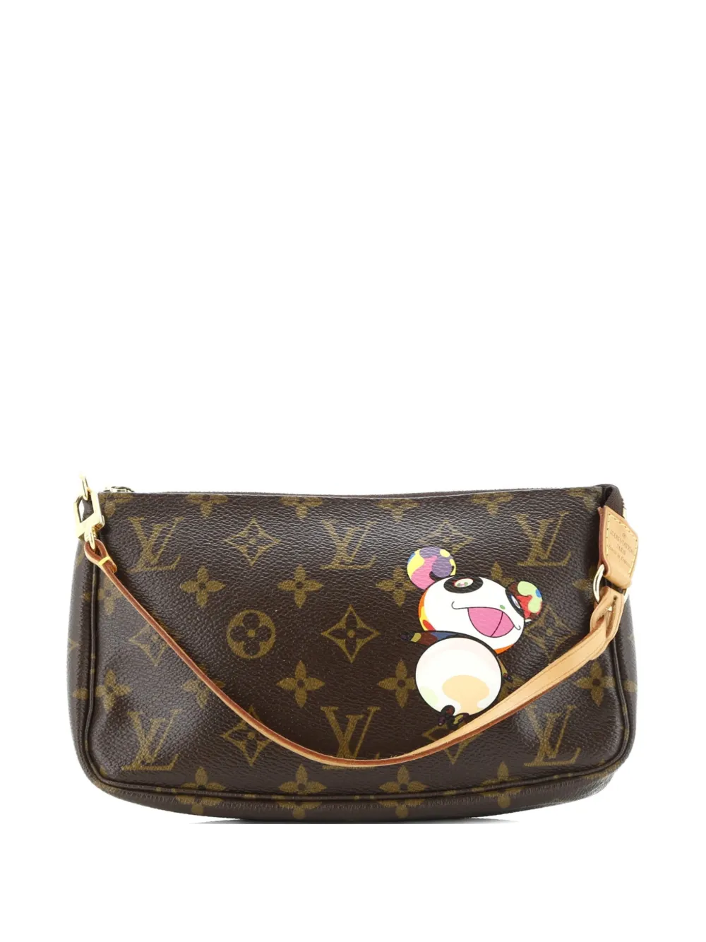 Pre-owned Louis Vuitton Pochette Accessoires Limited Edition Monogram Murakami Panda Clutch Bag In Brown