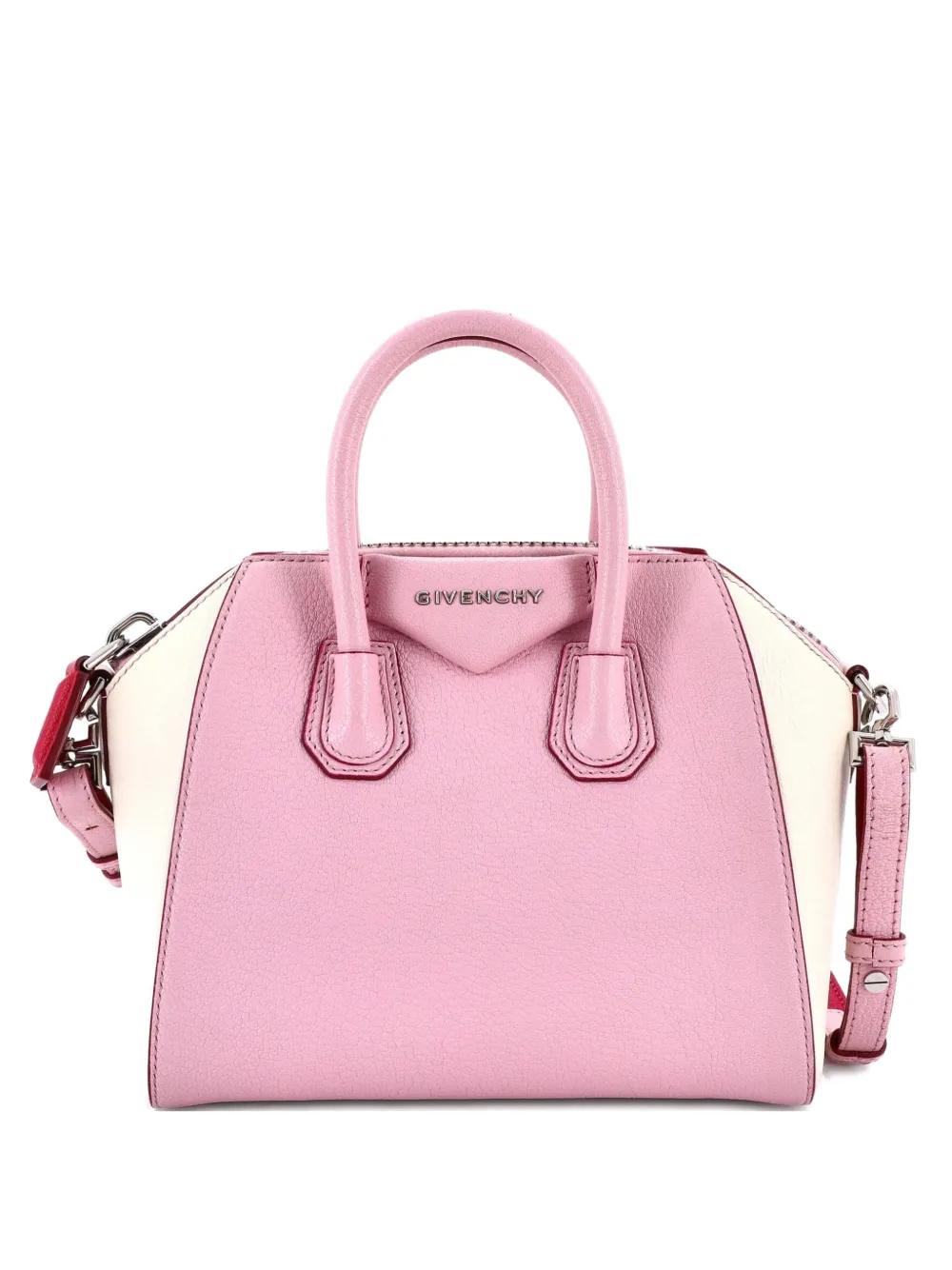 Pre-owned Givenchy Antigona Bag Leather Mini Crossbody Bag In Pink