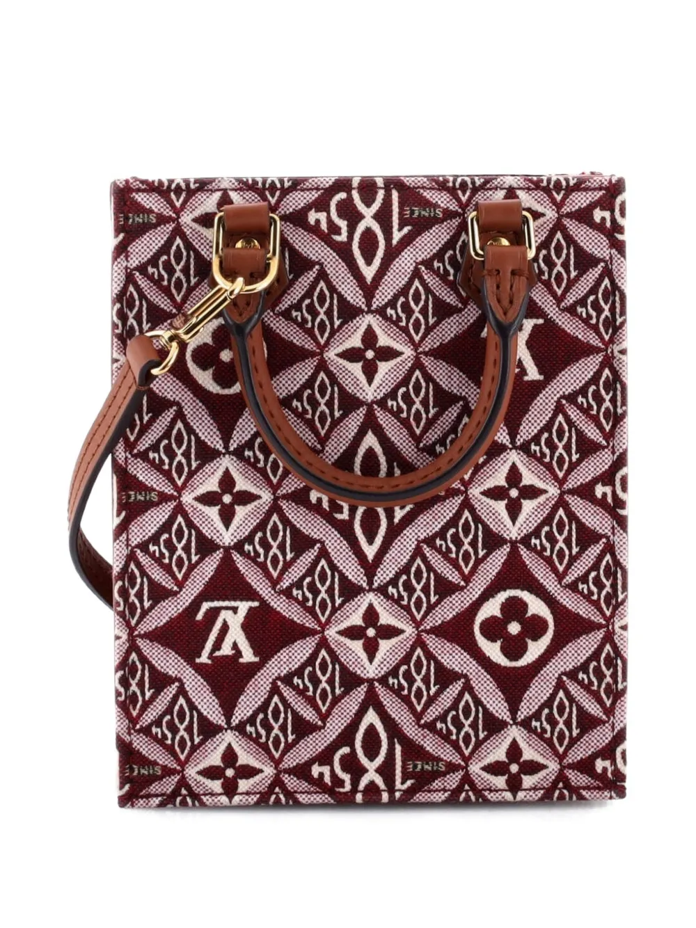 LOUIS VUITTON Pre-owned Petit Sac Plat Bag Limited Edition Since 1854 Monogram Jacquard Crossbody Bag In Brown