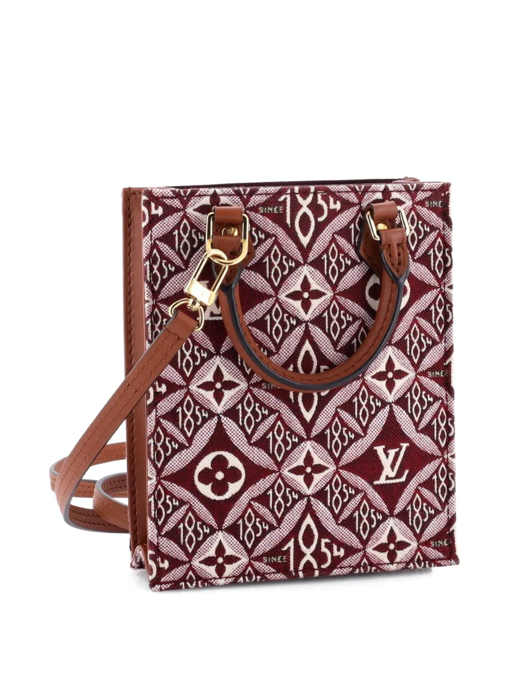 LOUIS VUITTON Pre-owned Petit Sac Plat Bag Limited Edition Since 1854 Monogram Jacquard Crossbody Bag In Brown