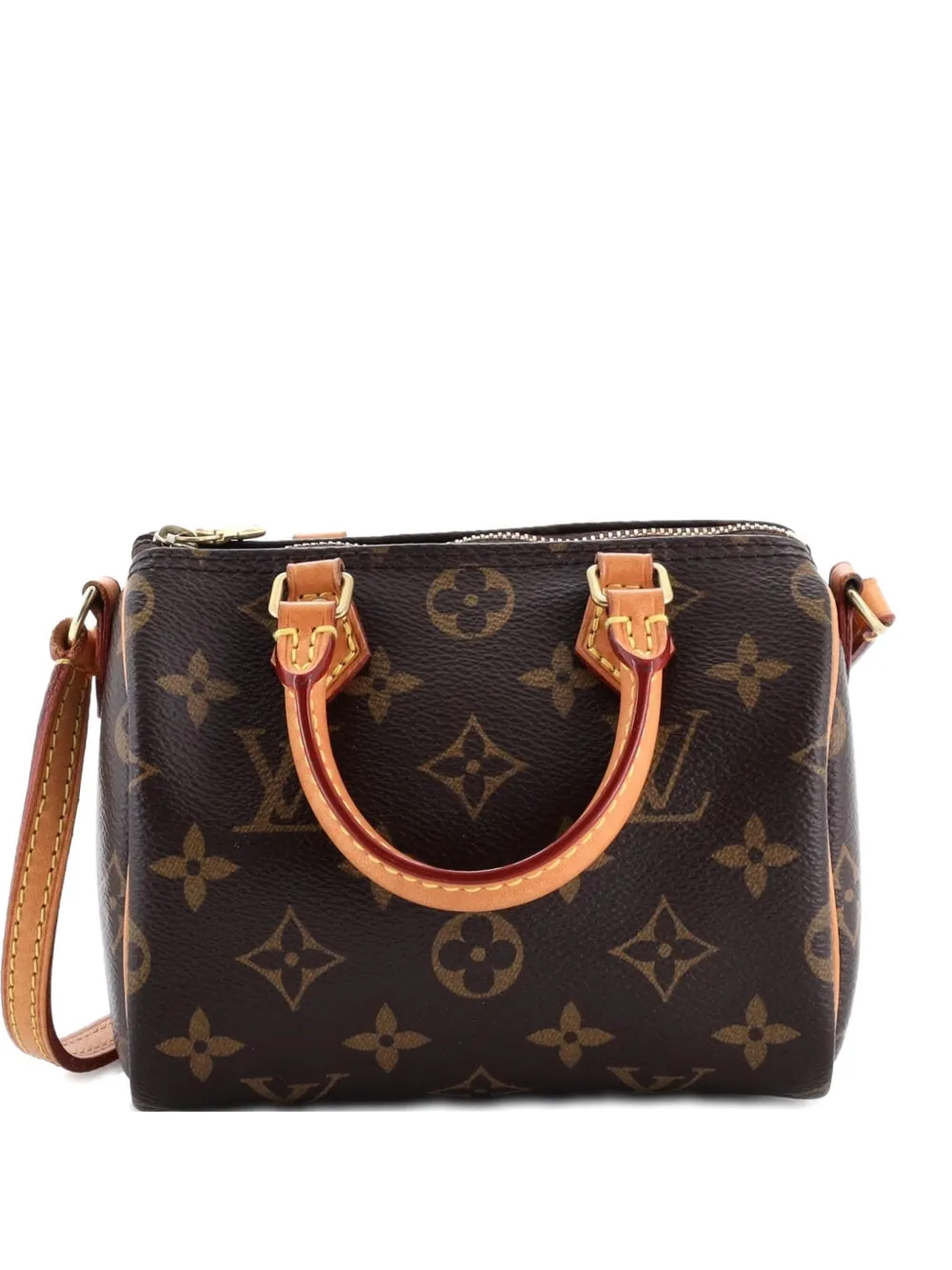 Pre-owned Louis Vuitton Speedy Bandouliere Bag Monogram Canvas Nano Crossbody Bag In Brown