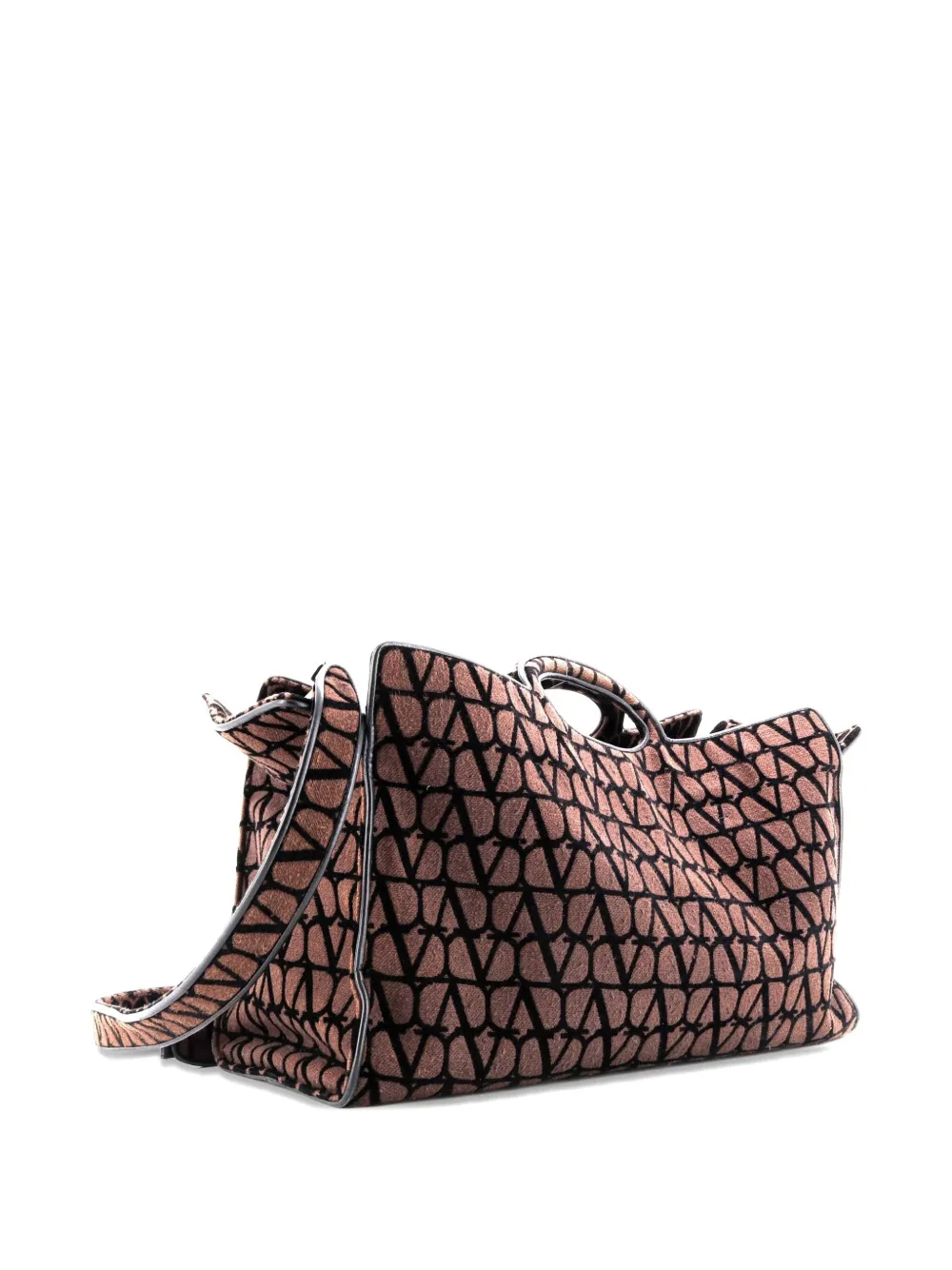 VALENTINO GARAVANI Pre-owned Le Troisieme Toile Iconograph Fabric Large Tote Bag In Black