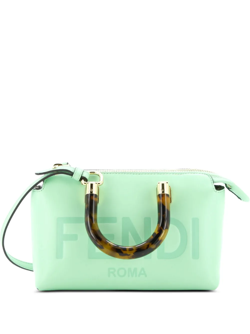 Fendi Pre-Owned Logo By The Way Top Handle Bag Embossed Leather Mini crossbody bag - Verde
