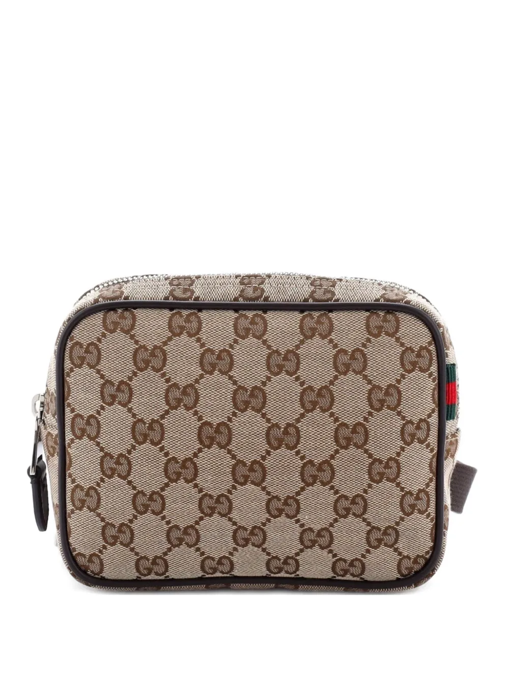 Pre-owned Gucci Web Loop Messenger Bag Gg Canvas Mini Crossbody Bag In Brown