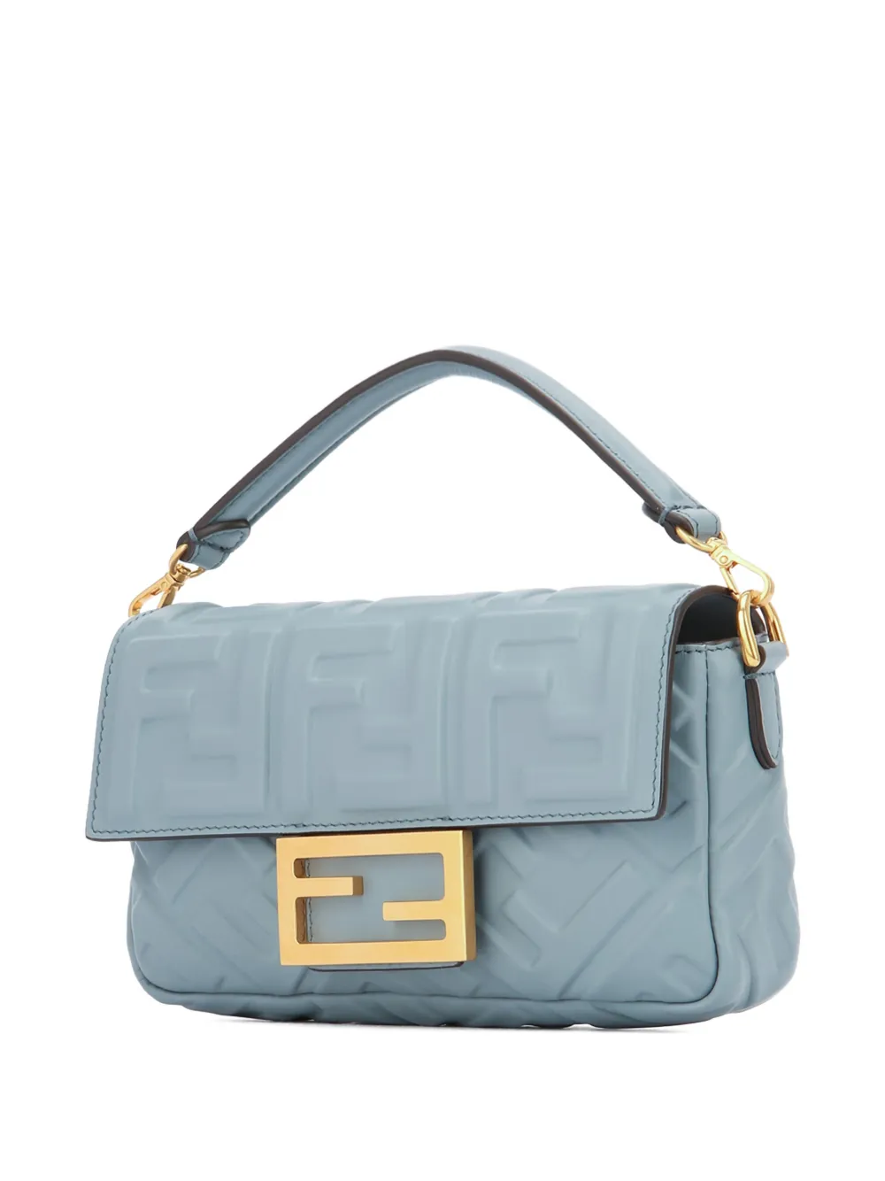 Fendi Mini Baguette Embossed Tote Bag In Orange
