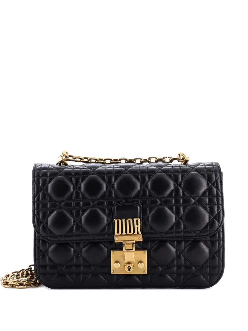 Christian Dior Pre-Owned Dioraddict Flap Bag Cannage Quilt Lambskin Medium shoulder bag - Nero