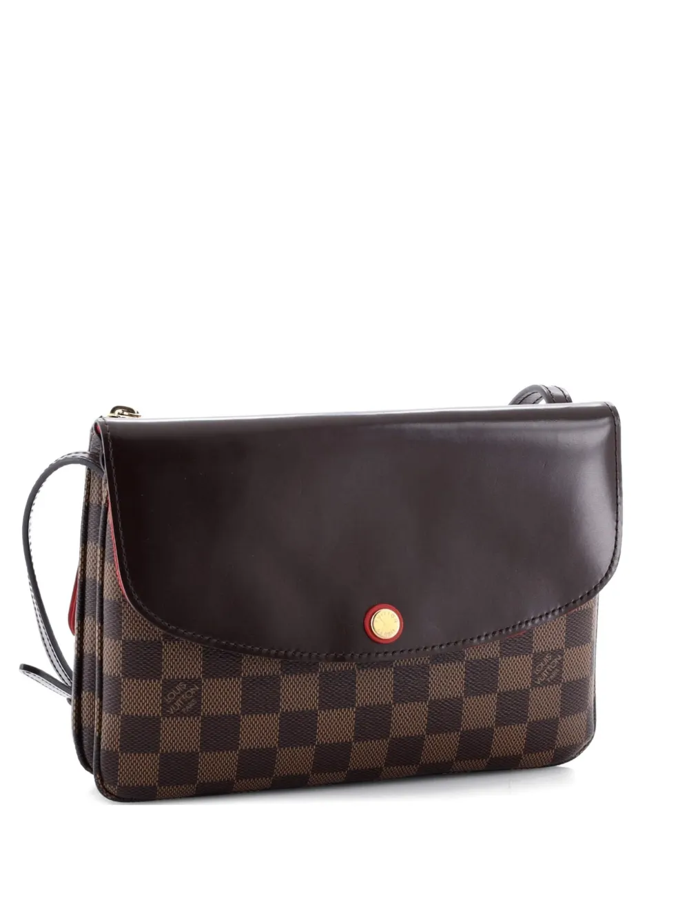 Pre-owned Louis Vuitton Twice Handbag Damier Crossbody Bag In Brown