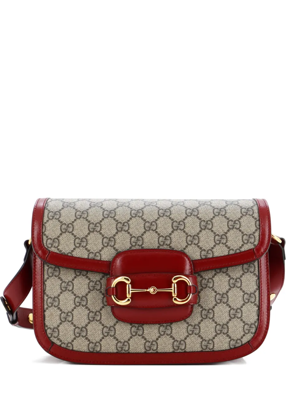 Pre-owned Gucci Horsebit 1955 Shoulder Bag Gg Coated Canvas With Leather Small Crossbody Bag In Brown