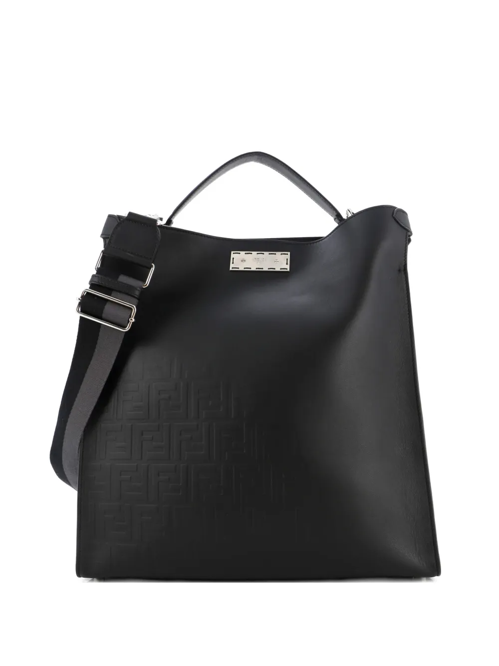 Fendi Pre-Owned Peekaboo X-Lite Fit Bag Leather with Zucca Embossed Detail satchel | Black | Image 1