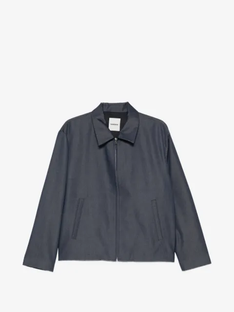 SANDRO denim-look zip-up jacket