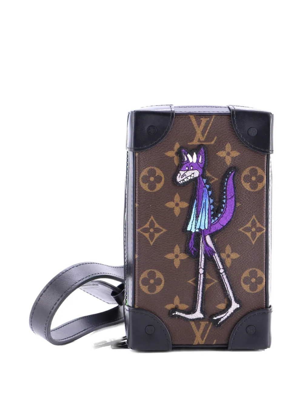 LOUIS VUITTON Pre-owned Soft Trunk Phone Box Monogram Canvas With Lv Friends Patch Crossbody Bag In Black