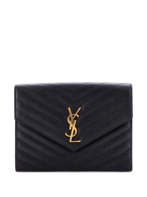 Saint Laurent Pre-Owned Classic Monogram Envelope Wristlet Matelasse Chevron Leather clutch bag
