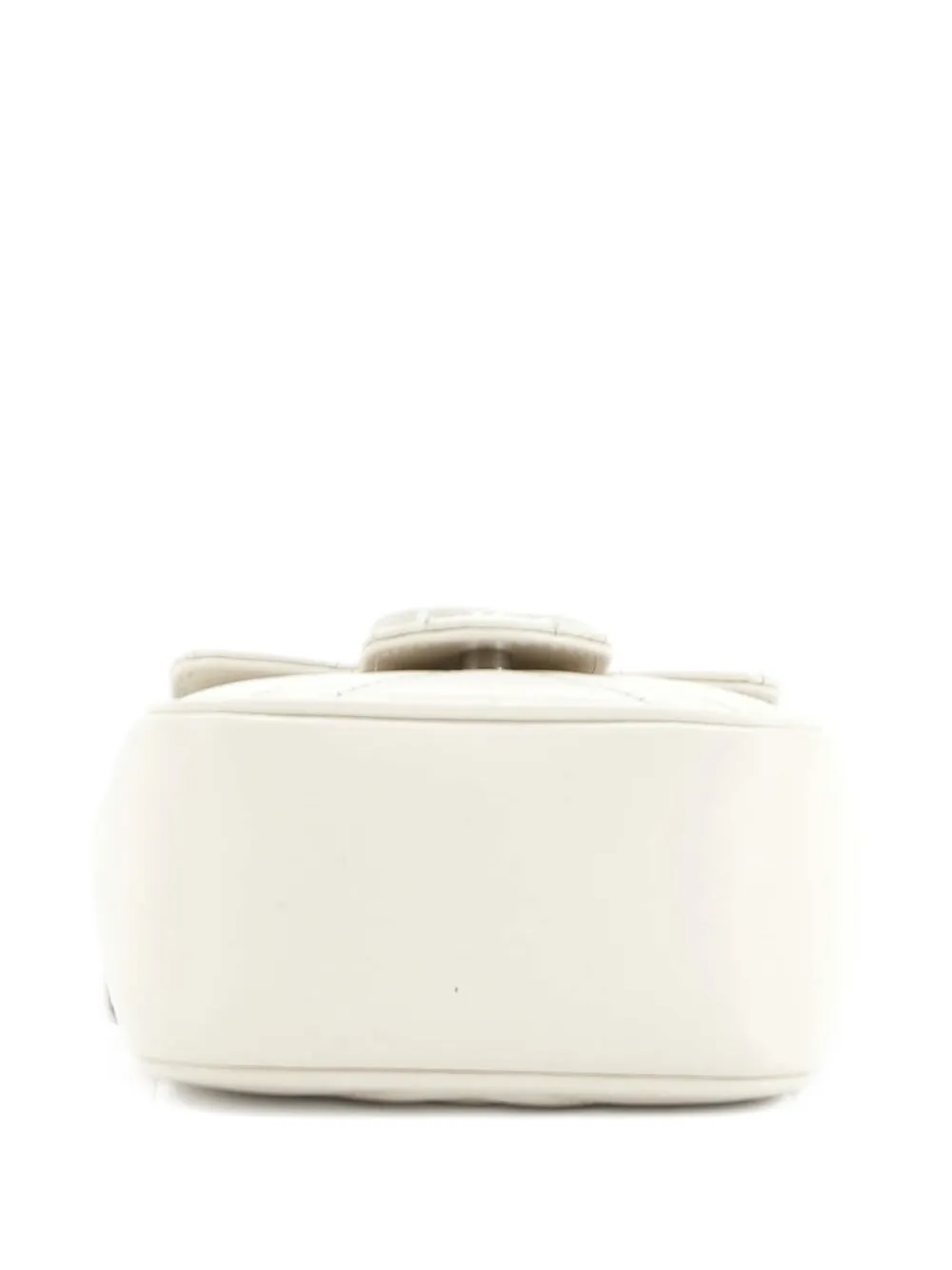 Pre-owned Gucci Gg Marmont Flap Matelasse Leather Mini Belt Bag In White