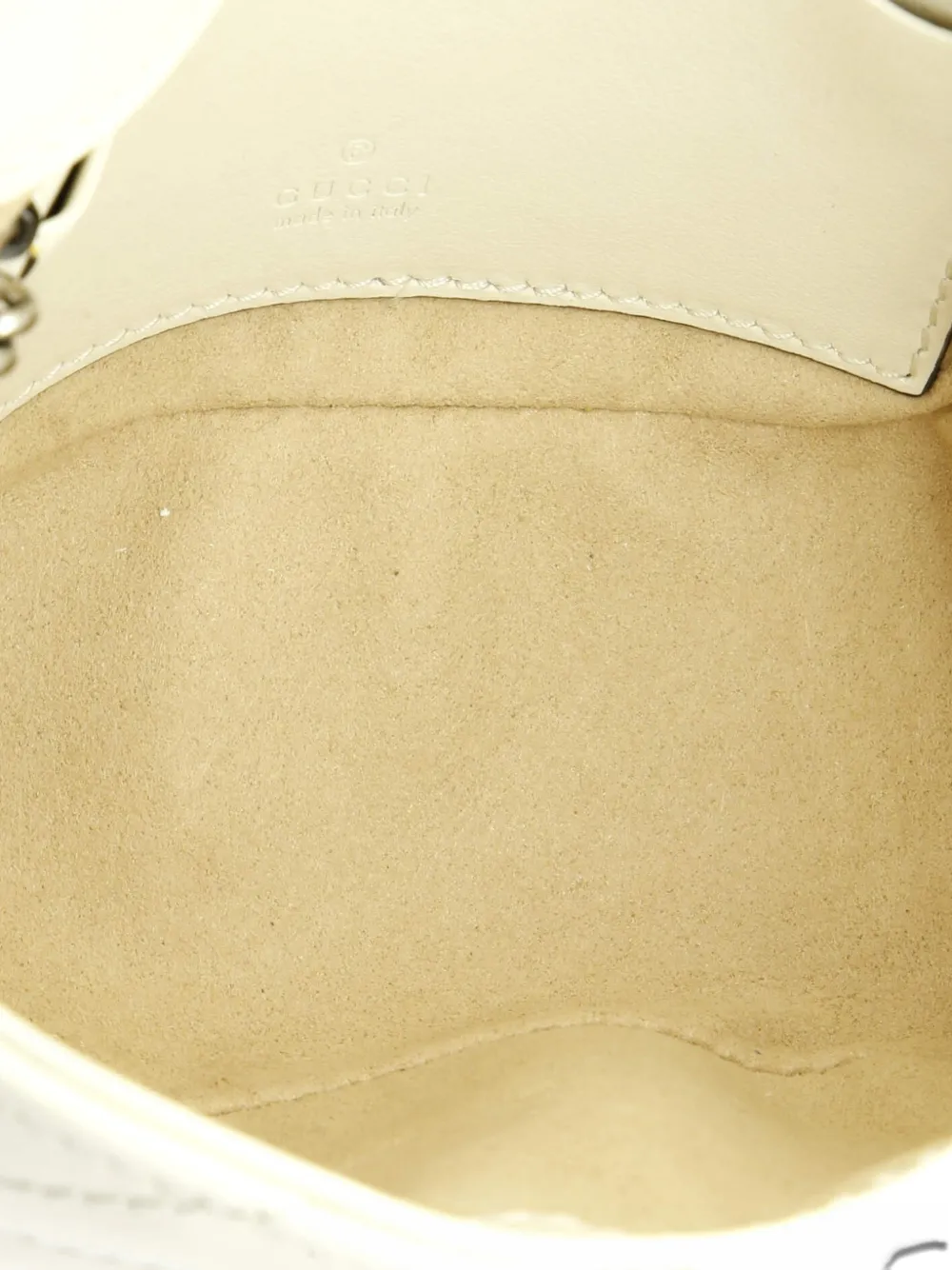 Pre-owned Gucci Gg Marmont Flap Matelasse Leather Mini Belt Bag In White