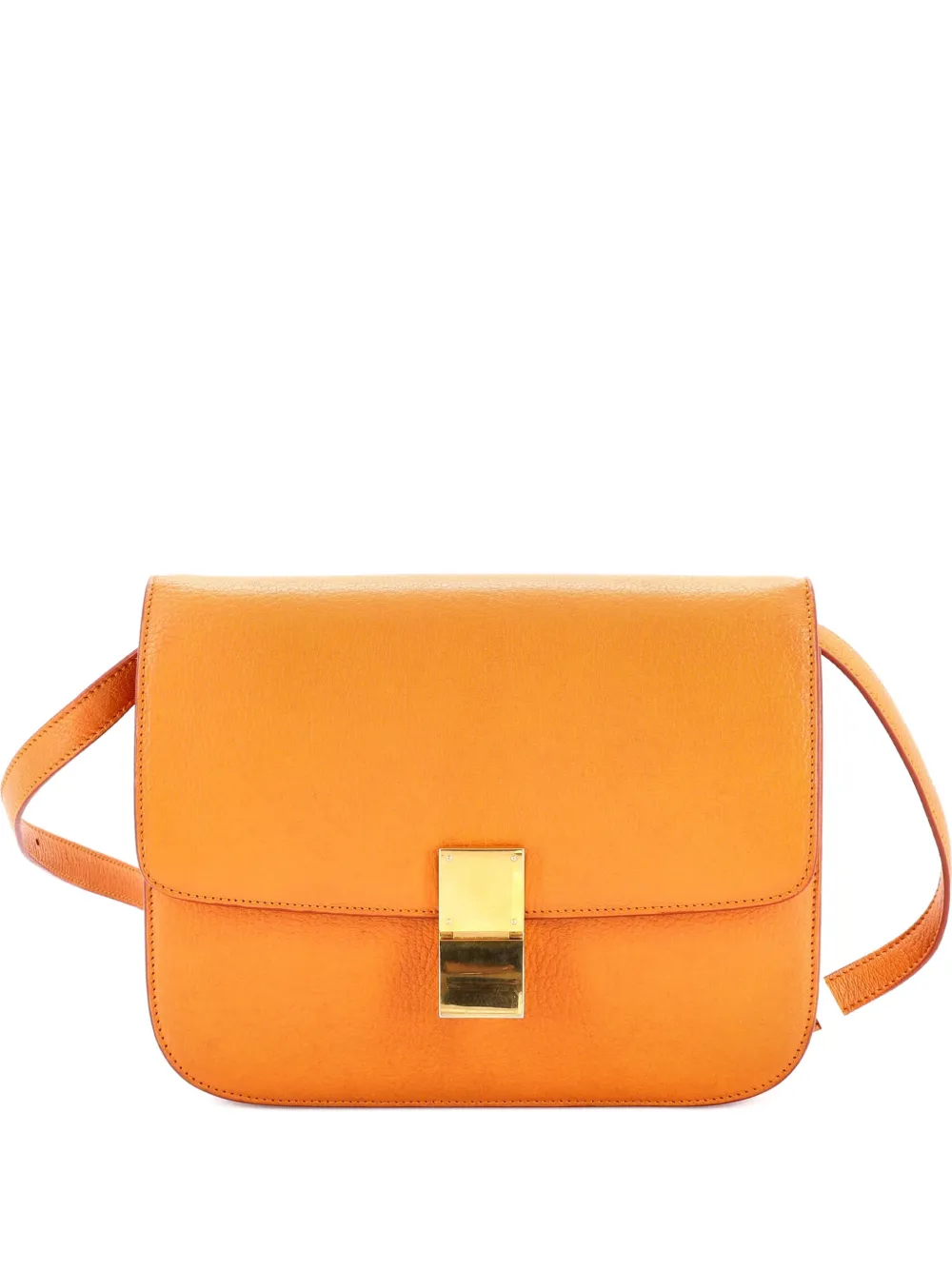 Pre-owned Celine Classic Box Bag Grainy Leather Medium Crossbody Bag In Orange
