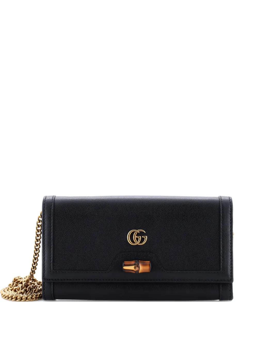 Pre-owned Gucci Diana Wallet On Chain Leather Clutch Bag In Black