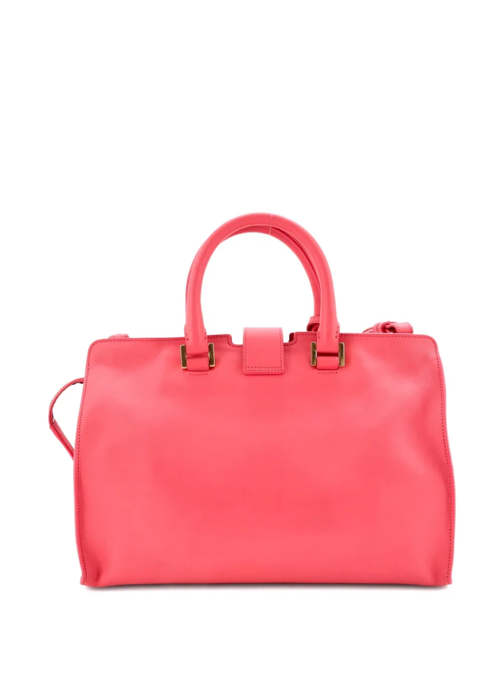 SAINT LAURENT Pre-owned Monogram Cabas Leather Small Satchel In Pink