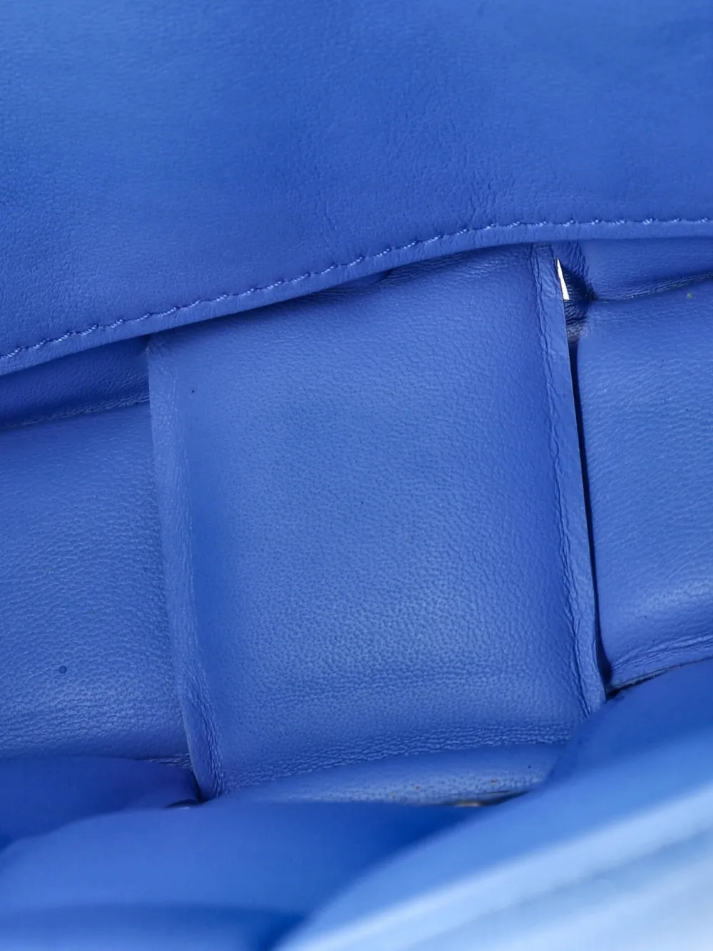 BOTTEGA VENETA Pre-owned Cassette Chain Padded Maxi Intrecciato Leather Crossbody Bag In Blue