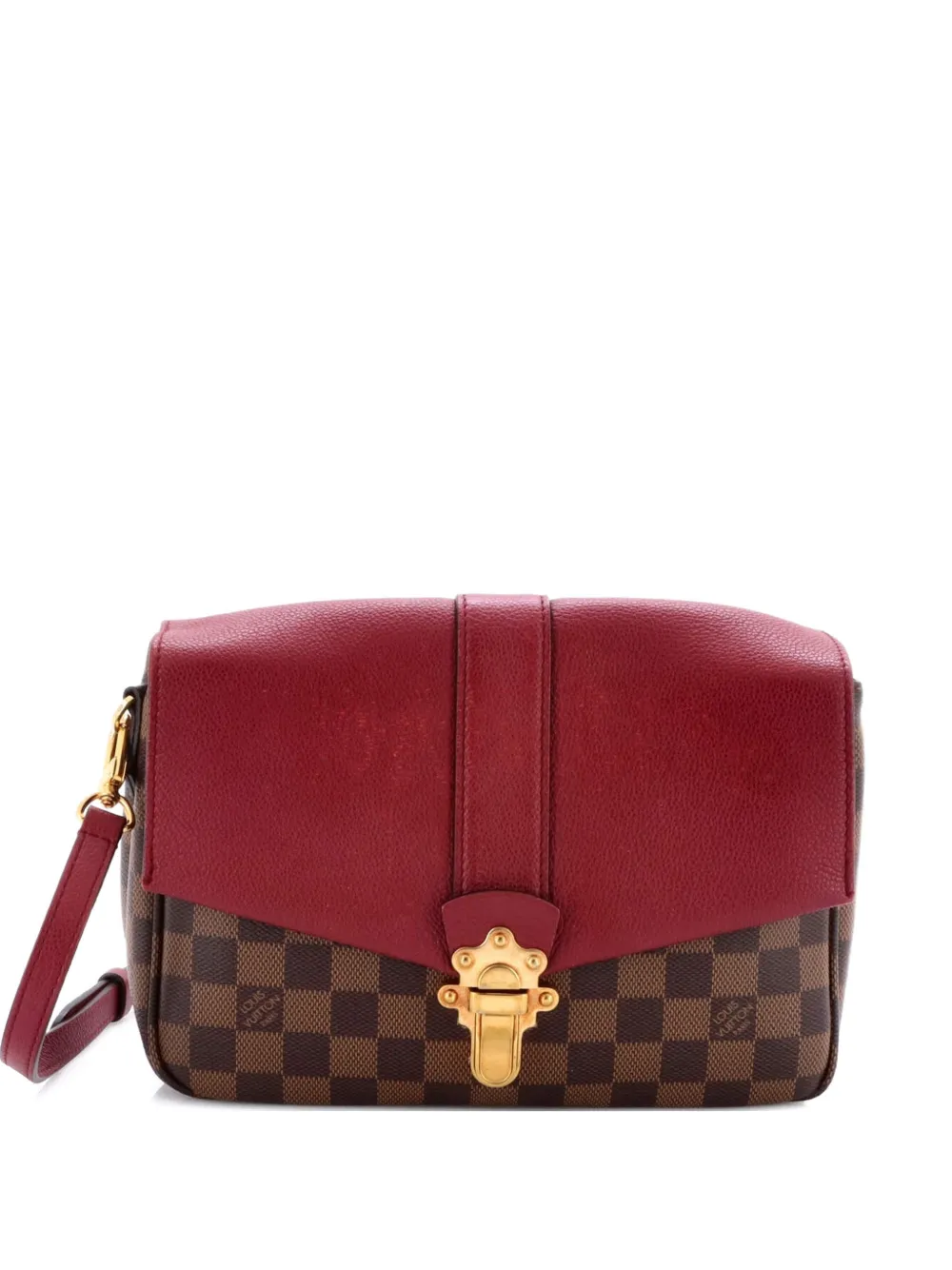Pre-owned Louis Vuitton Clapton Handbag Damier And Leather Pm Crossbody Bag In Red