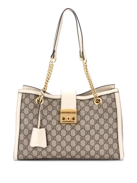 Gucci Pre-Owned Padlock Chain GG Coated Canvas with Leather Medium tote bag