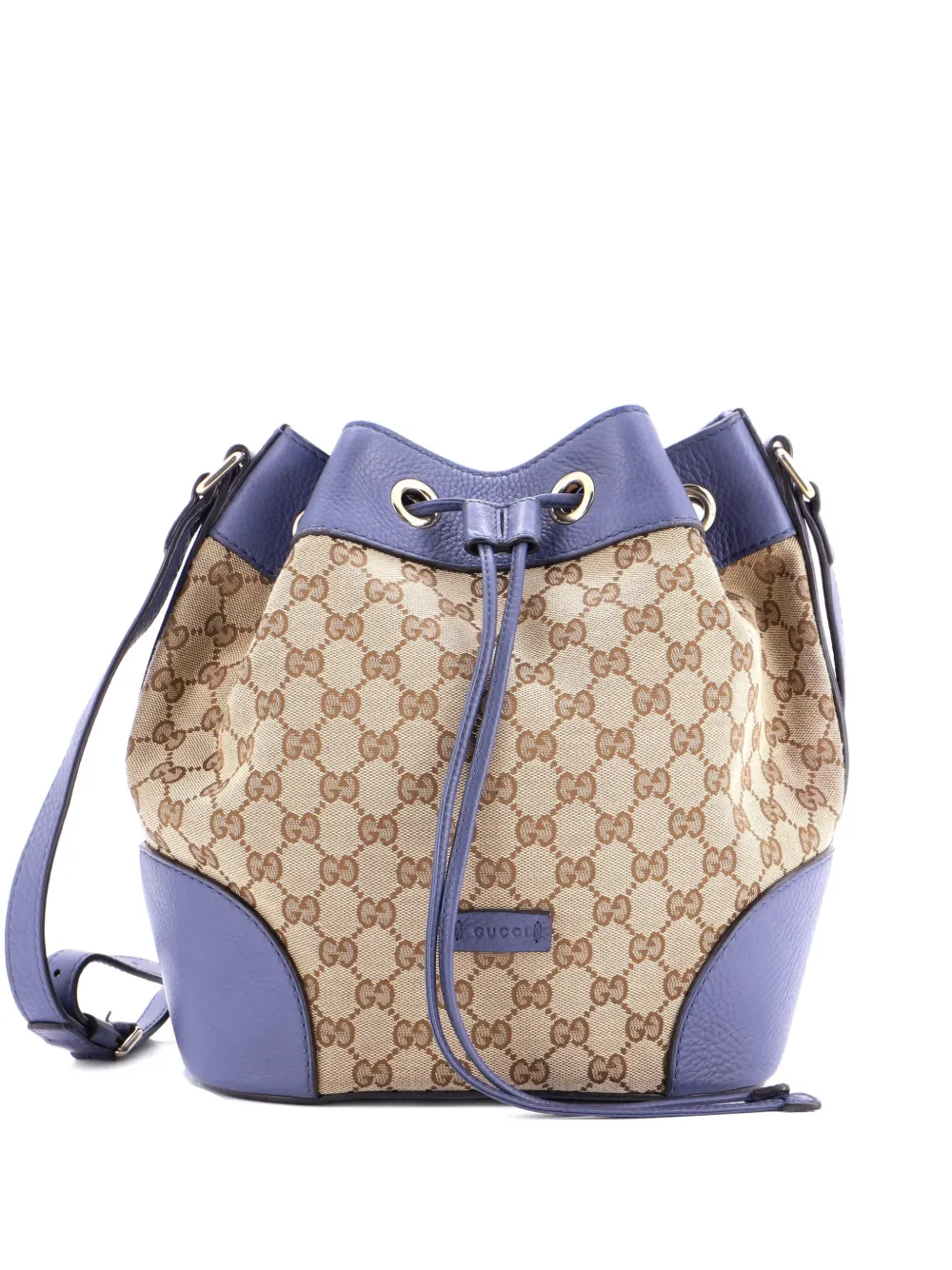 Gucci Pre-Owned Classic GG Canvas with Leather Medium bucket bag - Blu