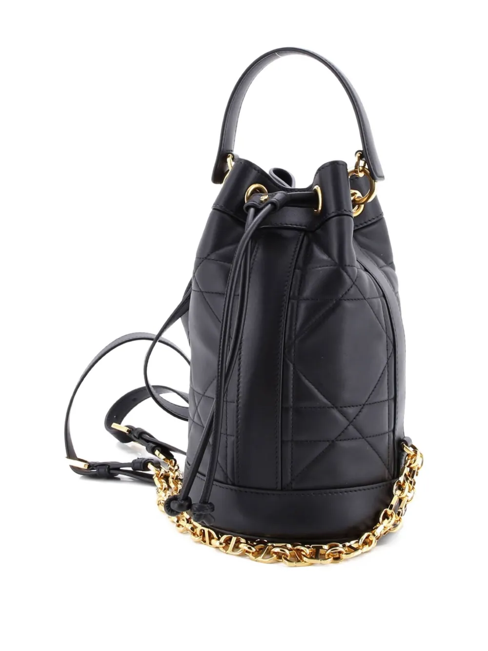  Christian Dior Pre-owned Drawstring Macrocannage Quilt Calfskin Small Backpack - Negro 