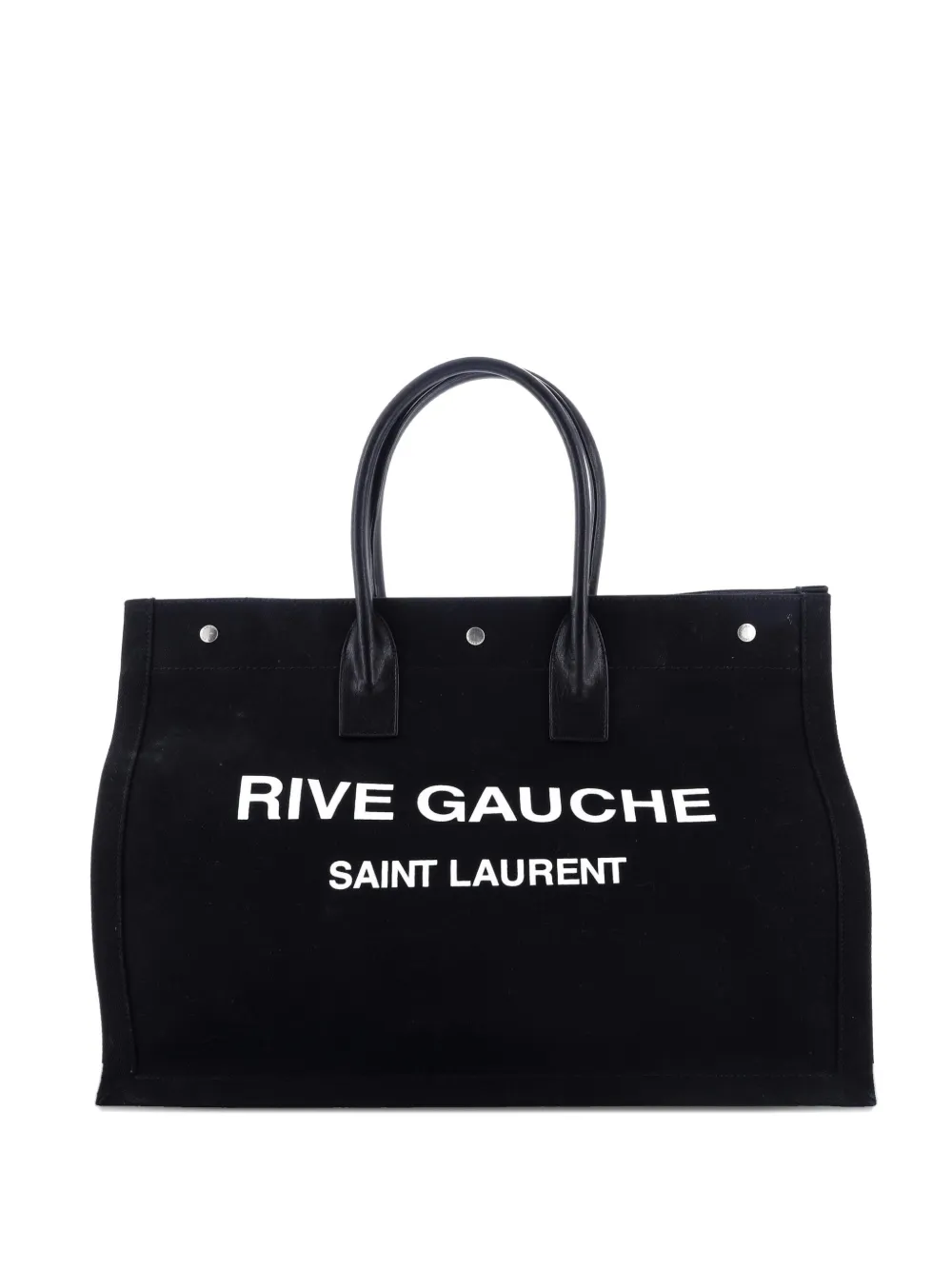 Pre-owned Saint Laurent Rive Gauche Shopper Camo Canvas Large Tote Bag In Black