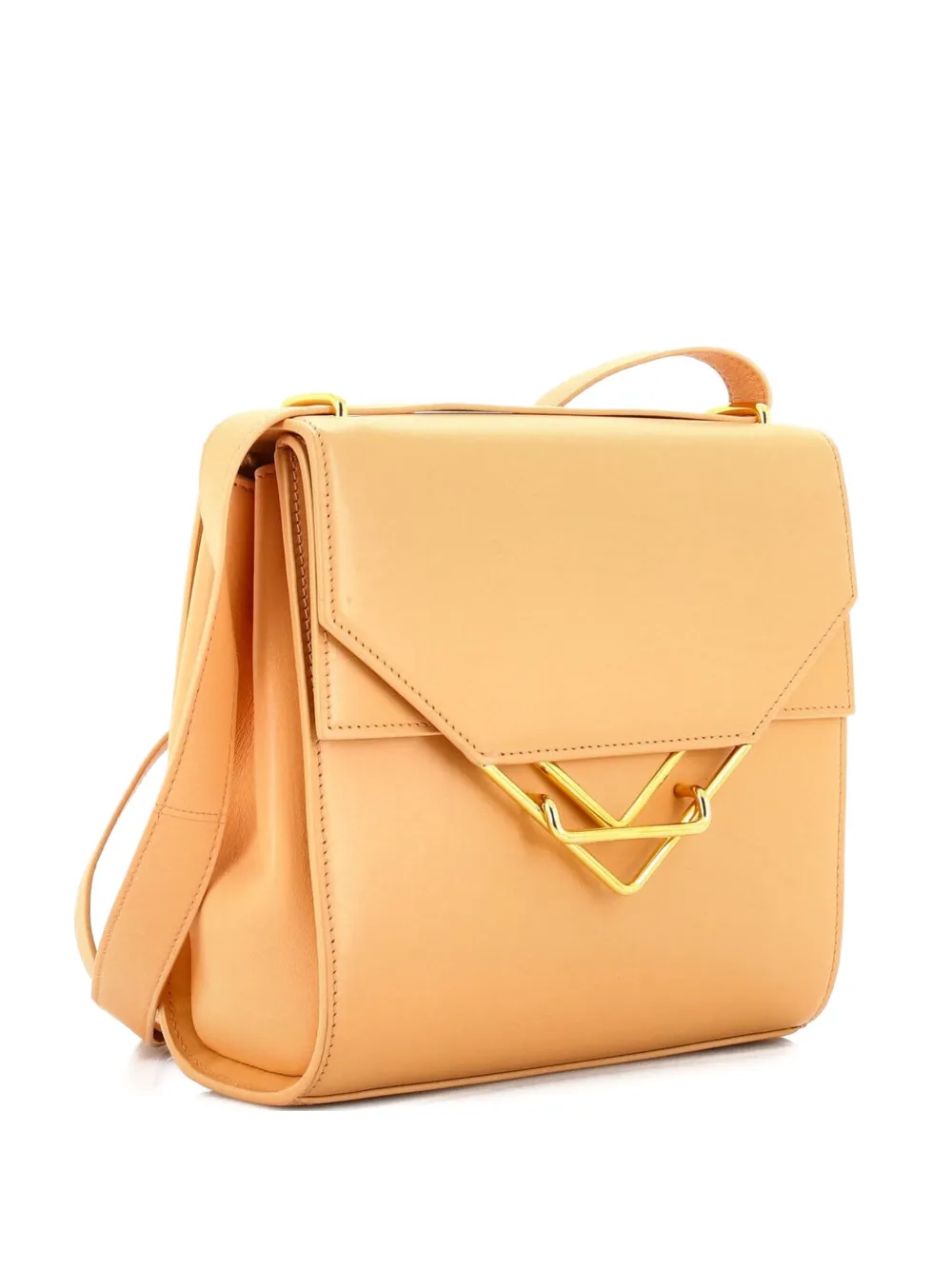 Pre-owned Bottega Veneta Clip Flap Bag Leather Shoulder Bag In Neutral