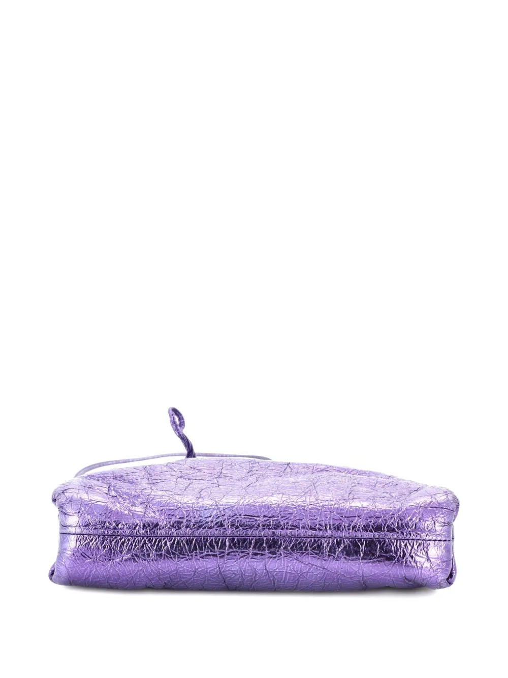 BOTTEGA VENETA Pre-owned The Pouch Crinkled Metallic Leather Mini Crossbody Bag In Purple