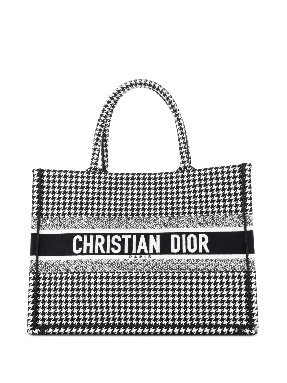 Christian Dior Pre-Owned Book Houndstooth Canvas Medium tote bag | Black | Image 1