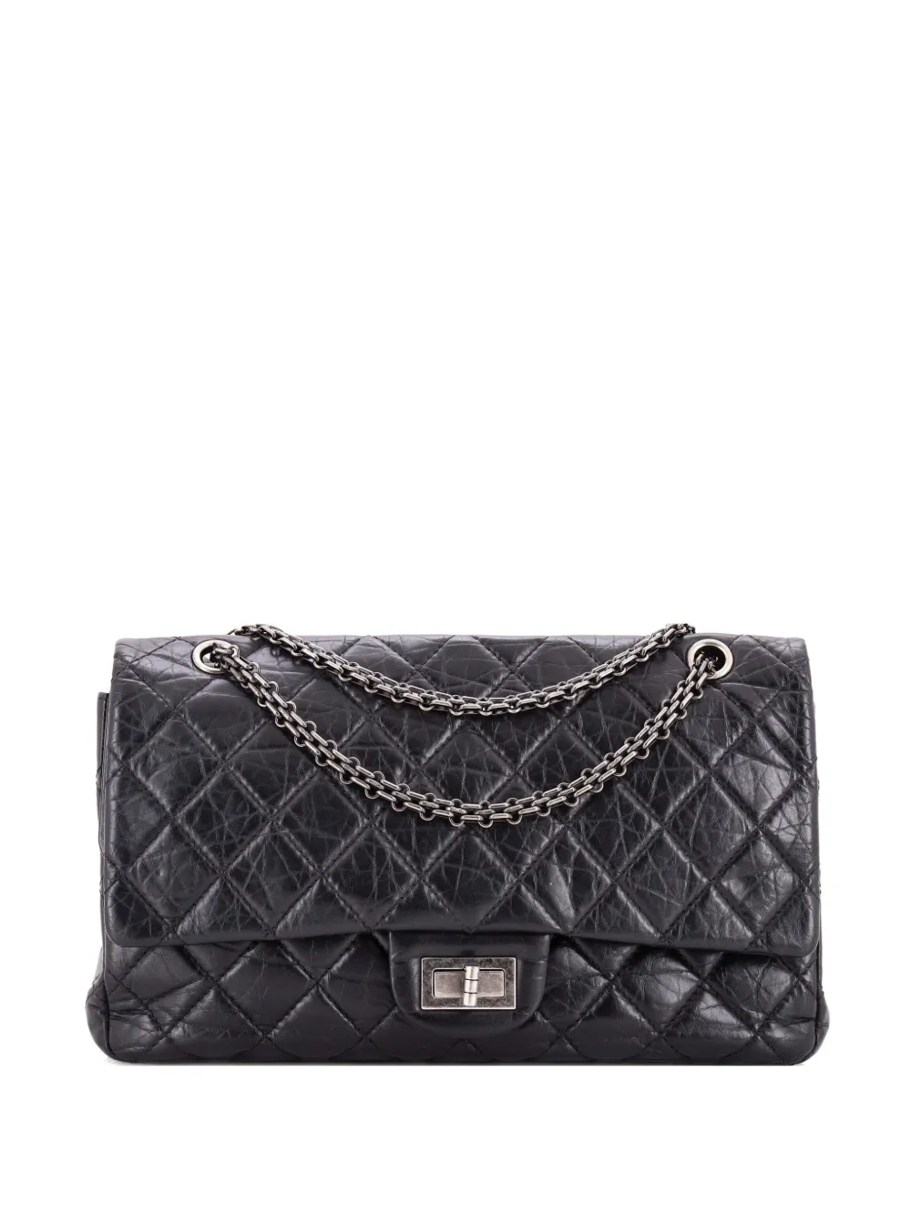 Pre-owned Chanel Reissue 2.55 Flap Bag Quilted Aged Calfskin 227 Shoulder Bag In Black