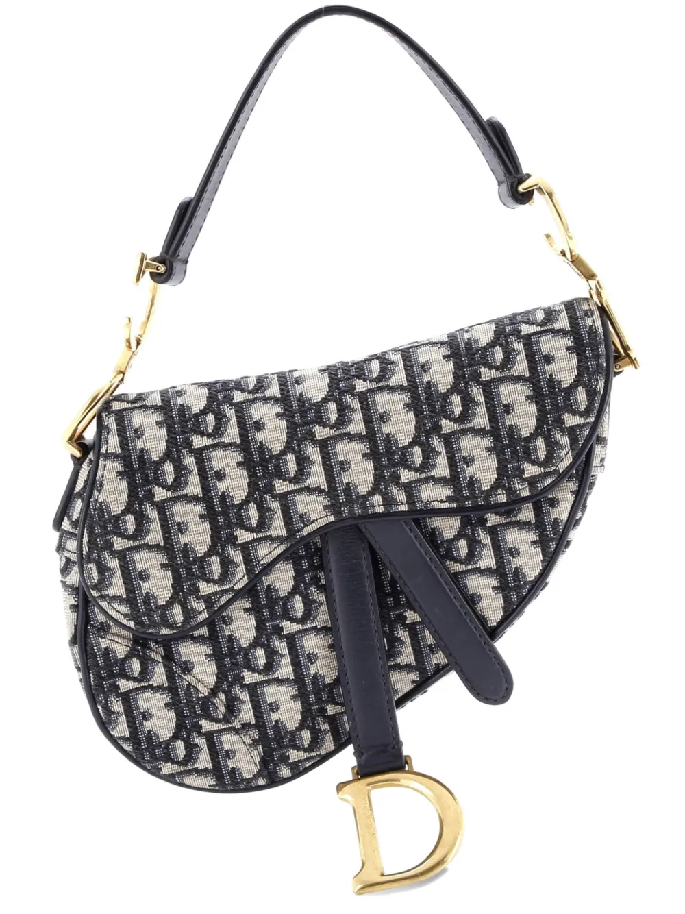 Pre-owned Dior Saddle Handbag Oblique Canvas Mini Shoulder Bag In Blue