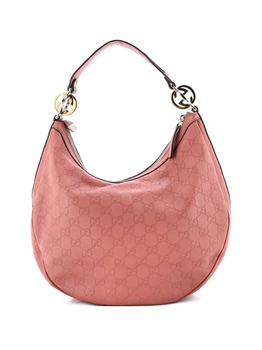 Pre-owned Gucci Twins Ssima Leather Medium Hobo Bag In Pink