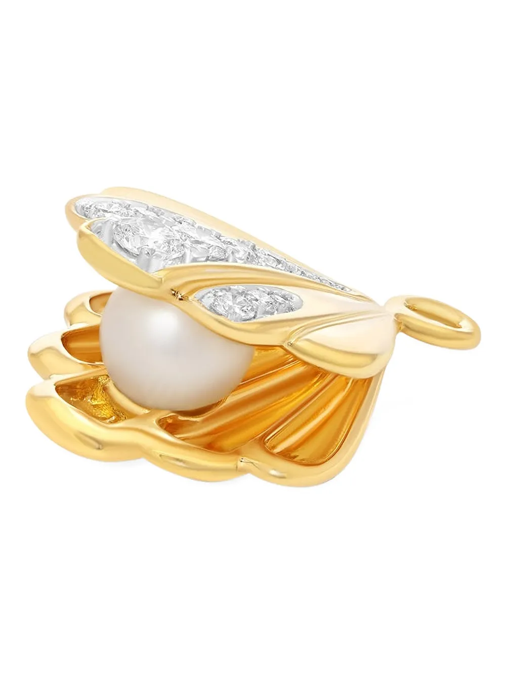 Sara Weinstock 18k Yellow Gold Sea Shell-pendant Diamond Charm In Gold