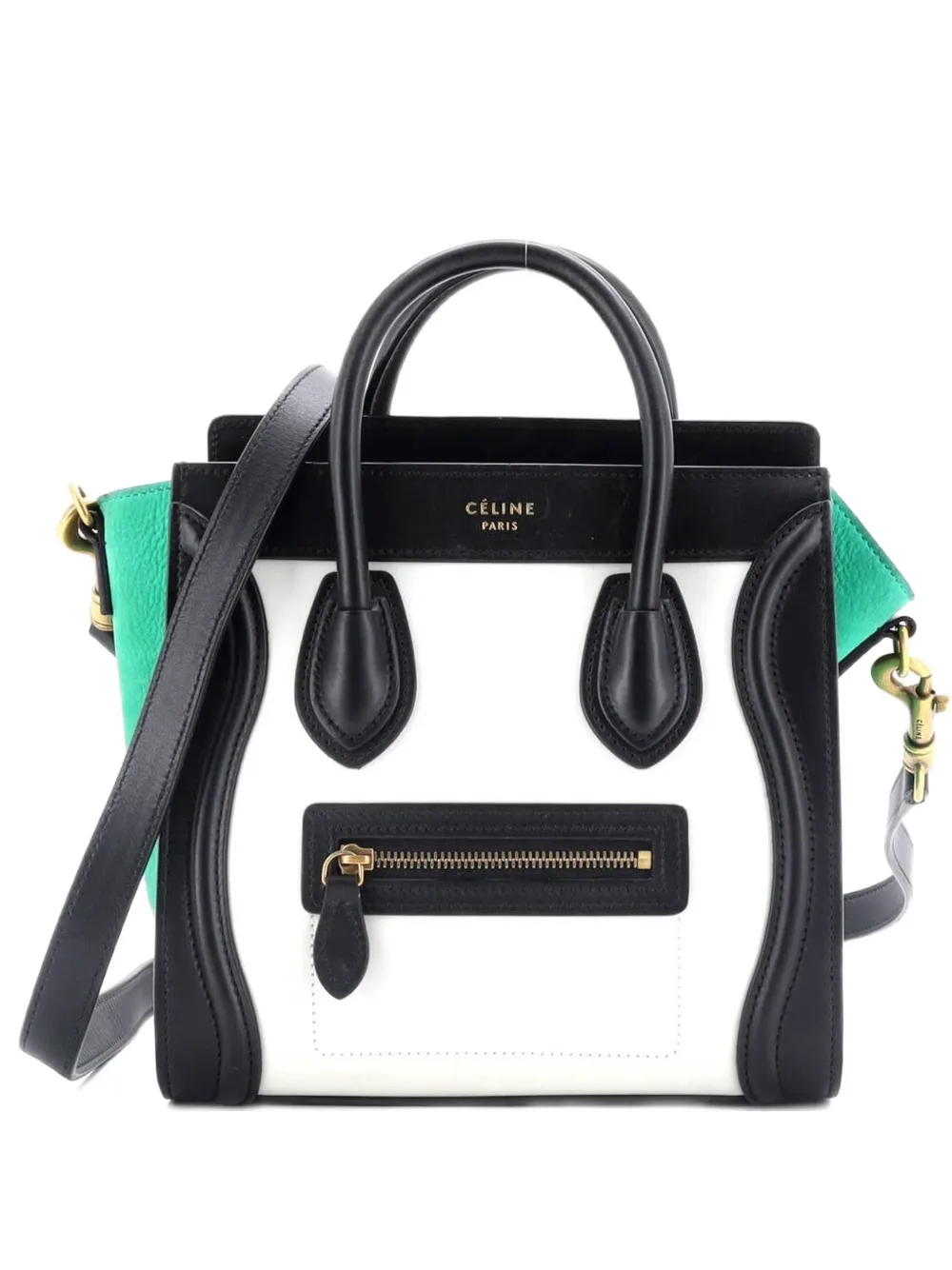 Celine Pre-Owned Tricolor Luggage Bag Leather Nano crossbody bag - Nero